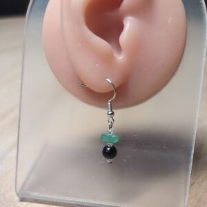 Elegant Black and Green Dangle Earrings